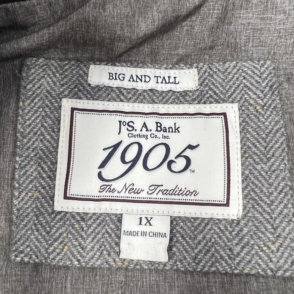 Jos A Bank Quilted Vest Herringbone Wool Blend Collar Buckle Men 1X Big & Tall - Picture 5 of 10